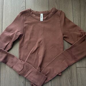 Brown Seamless Long Sleeve Top
